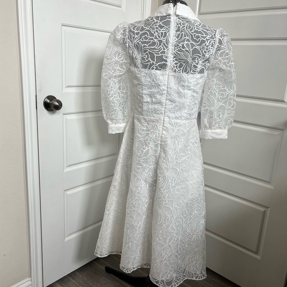 Kay Unger Khloe Illusion Midi Dress in white Size 6 - Picture 6 of 7